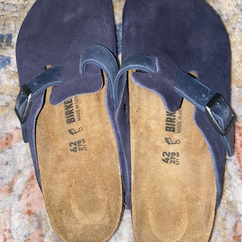 Birkenstock Boston Suede Soft Footbed Clogs Blue EU 42 Men’s 9 Women’s 11 Shoes - Picture 10 of 16